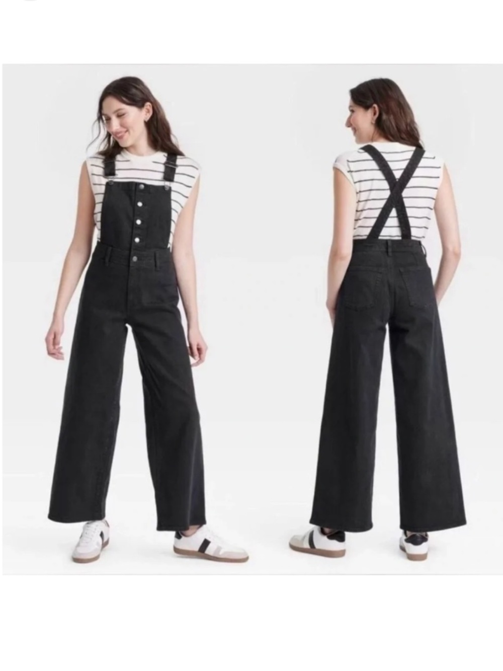 Universal Thread Women's Denim Sailor Overalls Black Size 10
